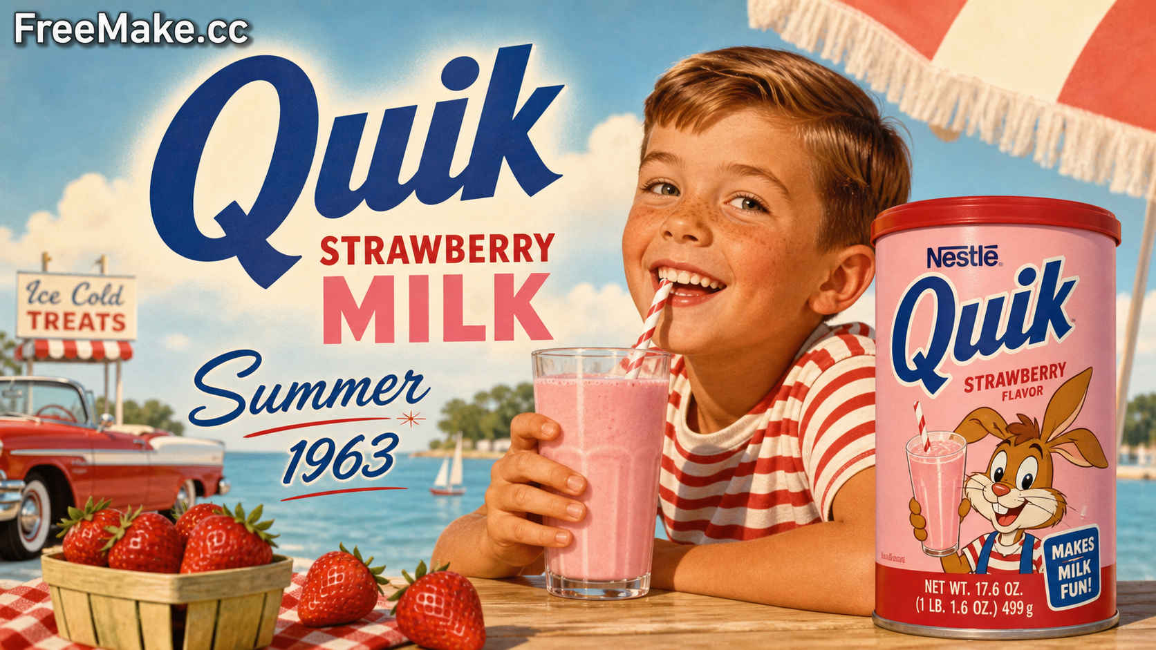 Quik Strawberry Milk Summer 1963